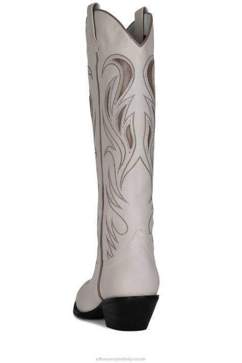 vrouwen Jeffrey Campbell het kippenhok wit taupe V2LZ763 laarzen van knie tot dij
