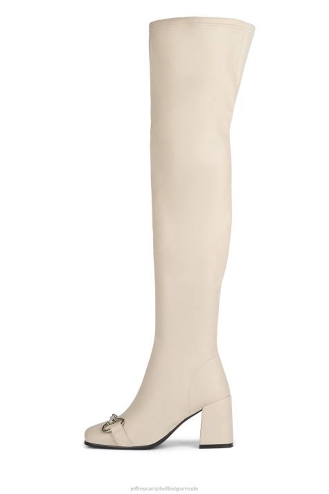 vrouwen Jeffrey Campbell hotlava-bt ivoor zilver V2LZ723 laarzen van knie tot dij