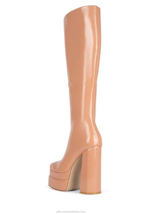 vrouwen Jeffrey Campbell kick-in roze gekreukt patent V2LZ799 laarzen van knie tot dij