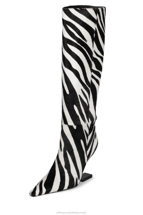 vrouwen Jeffrey Campbell kompas-kh zwart wit zebra zwart V2LZ697 laarzen van knie tot dij