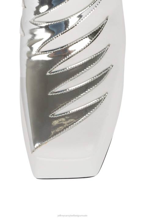 vrouwen Jeffrey Campbell kus dit wit zilver V2LZ873 laarzen van knie tot dij