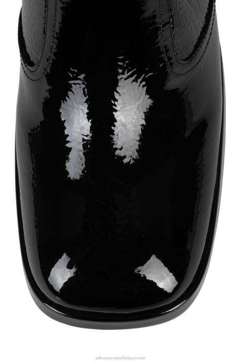 vrouwen Jeffrey Campbell landhuis zwart gekreukt patent V2LZ852 laarzen van knie tot dij