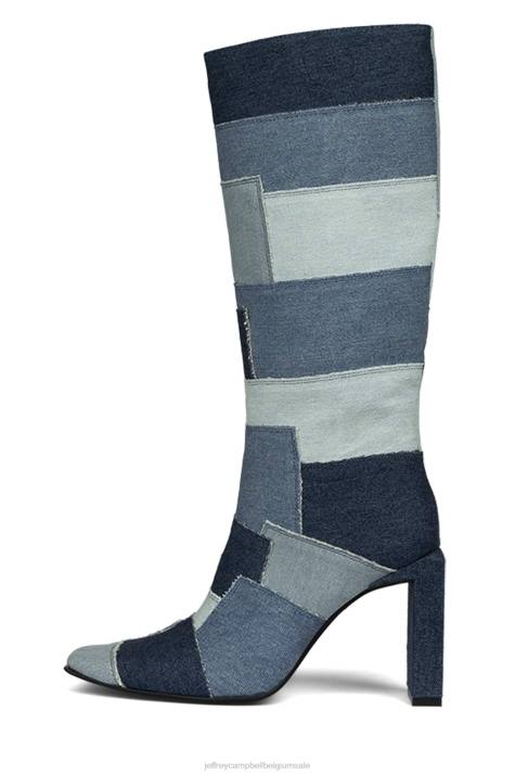 vrouwen Jeffrey Campbell lichtsnelheid denim multi V2LZ781 laarzen van knie tot dij