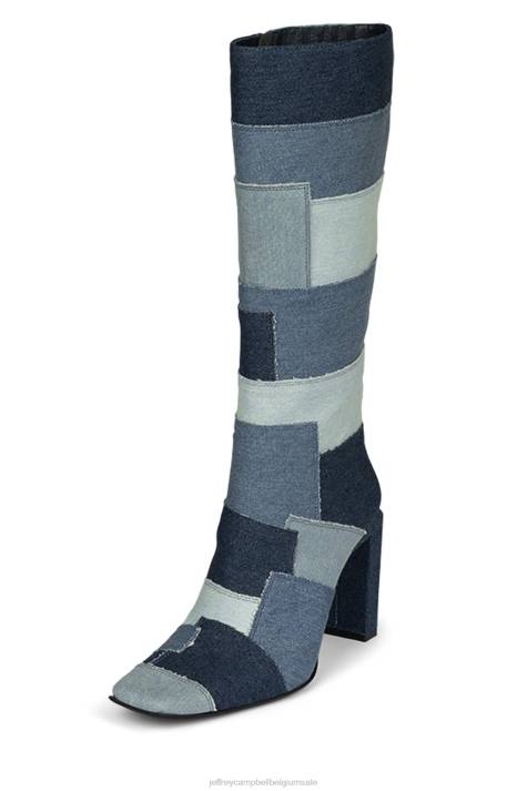 vrouwen Jeffrey Campbell lichtsnelheid denim multi V2LZ781 laarzen van knie tot dij