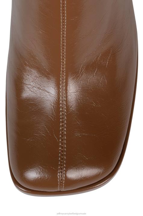 vrouwen Jeffrey Campbell minimaal lichtbruin gekreukt patent V2LZ739 laarzen van knie tot dij