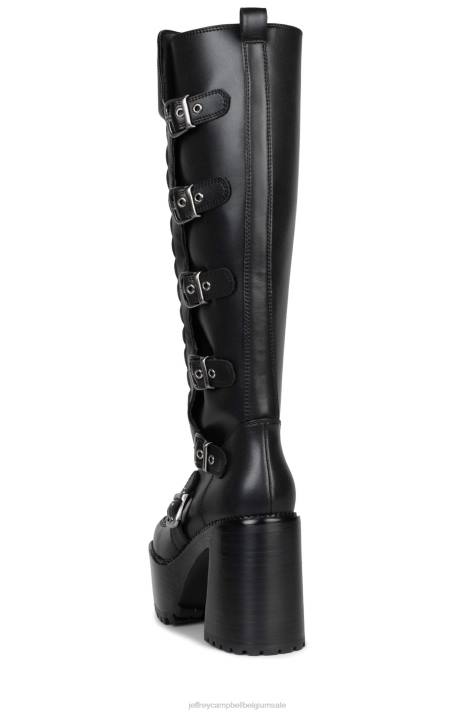 vrouwen Jeffrey Campbell motor-xx zwart V2LZ685 laarzen van knie tot dij