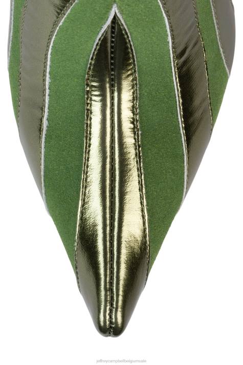 vrouwen Jeffrey Campbell ongetemd groen suède groen metallic V2LZ850 laarzen van knie tot dij
