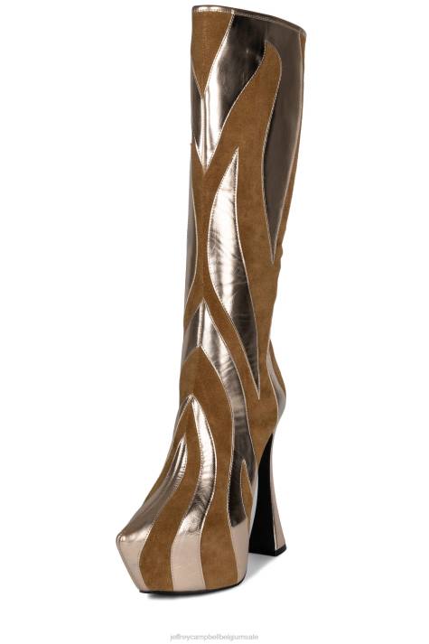 vrouwen Jeffrey Campbell ongetemd lichtbruin suède roségoud V2LZ848 laarzen van knie tot dij
