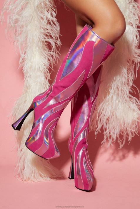 vrouwen Jeffrey Campbell ongetemd zwart suède goud V2LZ847 laarzen van knie tot dij