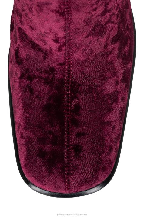 vrouwen Jeffrey Campbell ontstaan wijn verpletterd fluweel V2LZ767 laarzen van knie tot dij