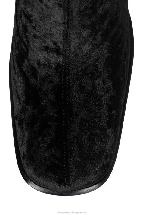 vrouwen Jeffrey Campbell ontstaan zwart geplet fluweel V2LZ768 laarzen van knie tot dij