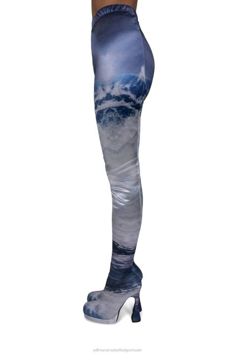 vrouwen Jeffrey Campbell pantalons blauwe golven V2LZ886 laarzen van knie tot dij