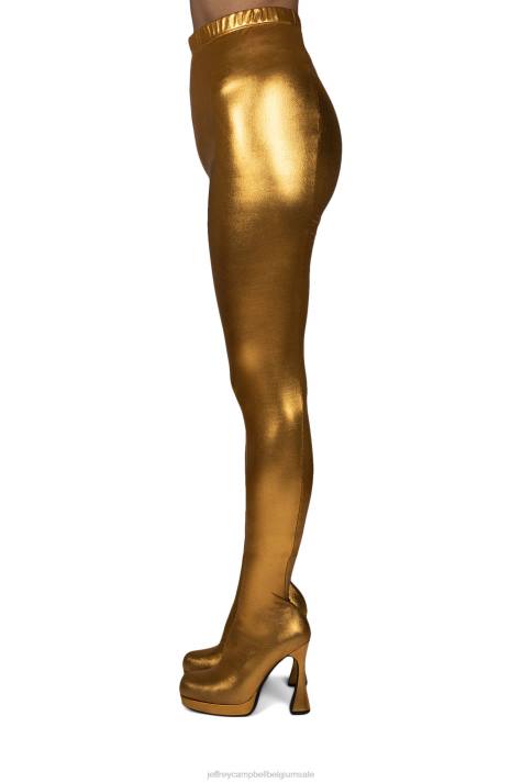 vrouwen Jeffrey Campbell pantalons goud metaalachtig V2LZ831 laarzen van knie tot dij