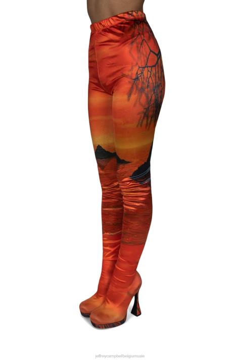 vrouwen Jeffrey Campbell pantalons oranje zonsondergang V2LZ885 laarzen van knie tot dij