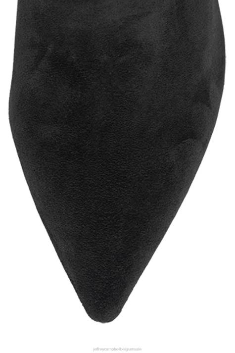 vrouwen Jeffrey Campbell pijler-hoi zwart stretchsuède V2LZ870 laarzen van knie tot dij