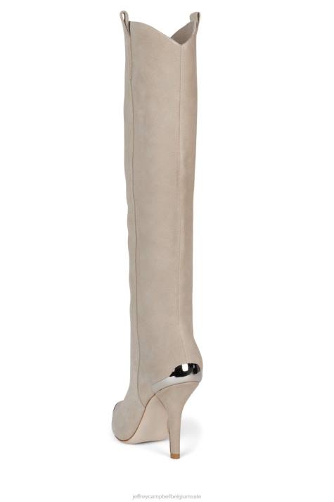 vrouwen Jeffrey Campbell potverdorie beige suède zilver V2LZ841 laarzen van knie tot dij