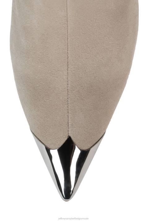 vrouwen Jeffrey Campbell potverdorie beige suède zilver V2LZ841 laarzen van knie tot dij