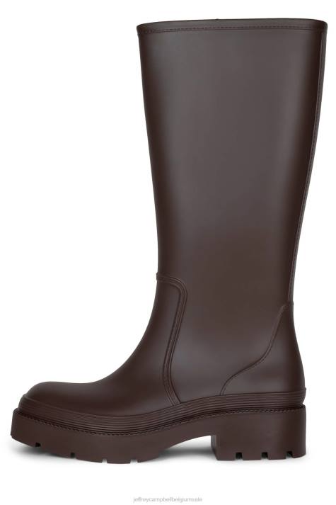 vrouwen Jeffrey Campbell regenbui bruin mat V2LZ835 laarzen van knie tot dij