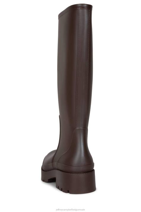 vrouwen Jeffrey Campbell regenbui bruin mat V2LZ835 laarzen van knie tot dij