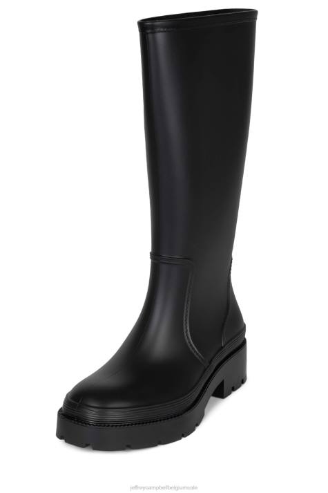 vrouwen Jeffrey Campbell regenbui zwart mat V2LZ833 laarzen van knie tot dij