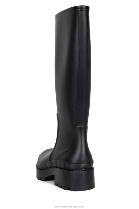 vrouwen Jeffrey Campbell regenbui zwart mat V2LZ833 laarzen van knie tot dij