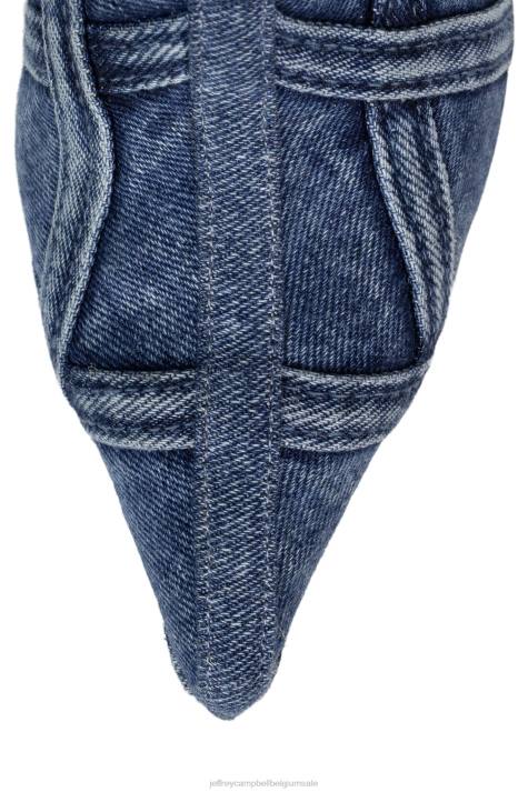 vrouwen Jeffrey Campbell schattige jeans blauwe denim combi V2LZ705 laarzen van knie tot dij