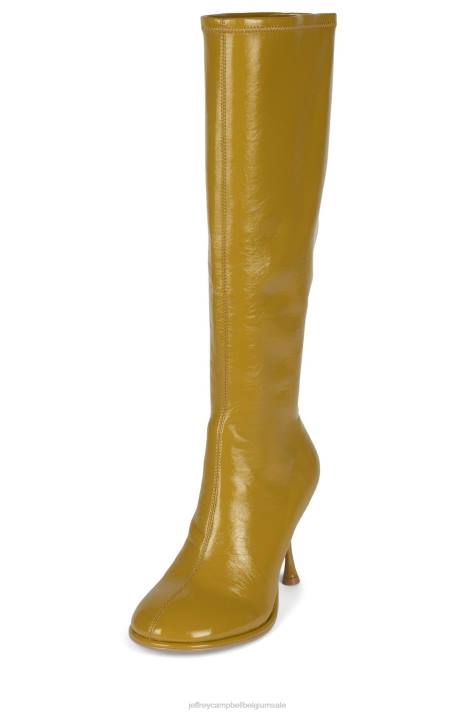 vrouwen Jeffrey Campbell schuine-k chartreuse gekreukt patent V2LZ720 laarzen van knie tot dij