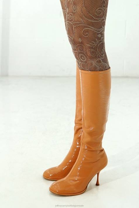 vrouwen Jeffrey Campbell schuine-k donker natuurlijk gekreukt patent V2LZ718 laarzen van knie tot dij