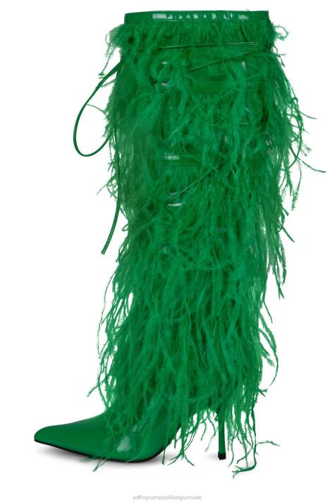 vrouwen Jeffrey Campbell shake-ya groene patentcombinatie V2LZ792 laarzen van knie tot dij