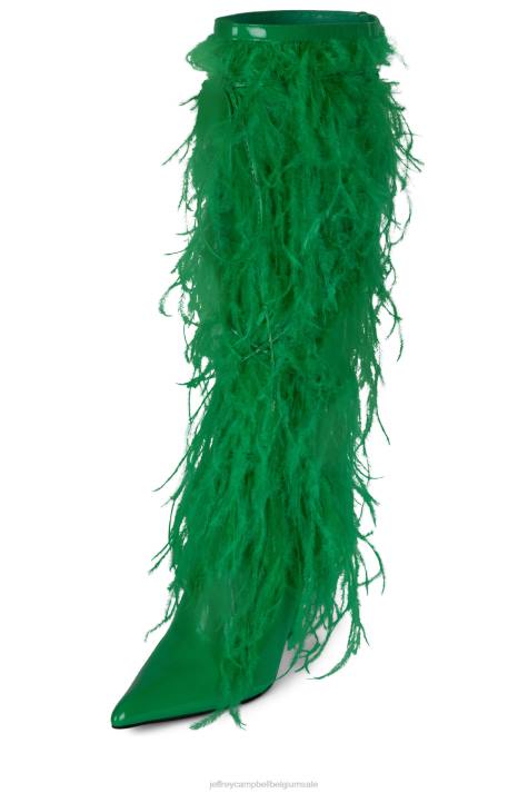 vrouwen Jeffrey Campbell shake-ya groene patentcombinatie V2LZ792 laarzen van knie tot dij