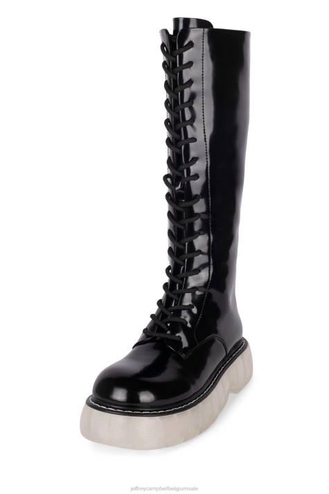 vrouwen Jeffrey Campbell spionage-lu zwarte doos duidelijk V2LZ729 laarzen van knie tot dij