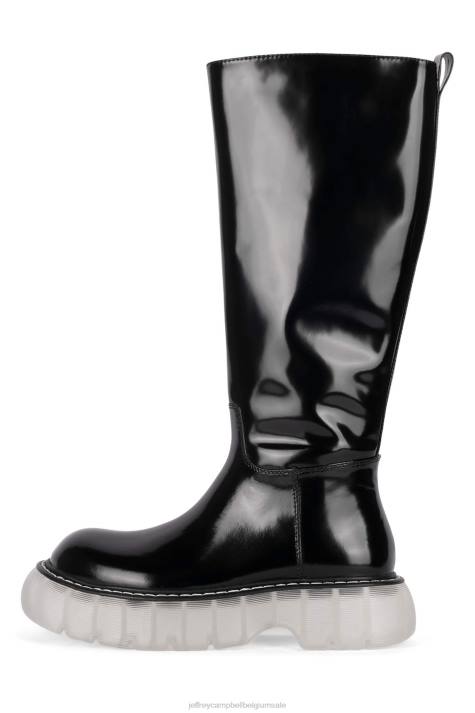 vrouwen Jeffrey Campbell spionage zwarte doos duidelijk V2LZ828 laarzen van knie tot dij