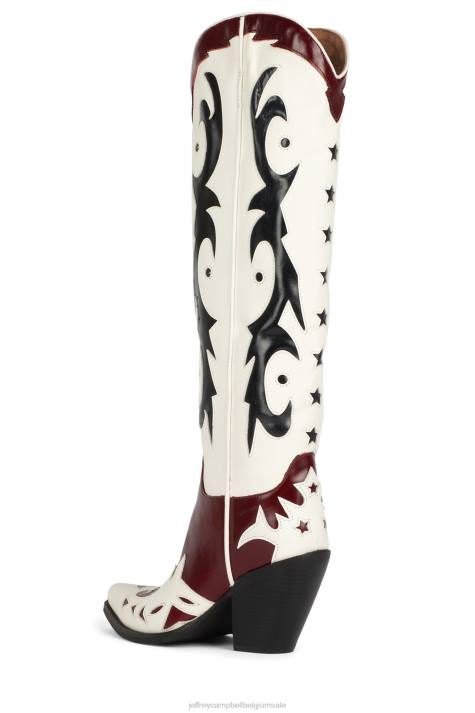 vrouwen Jeffrey Campbell starwood-2 rood Wit blauw V2LZ789 laarzen van knie tot dij