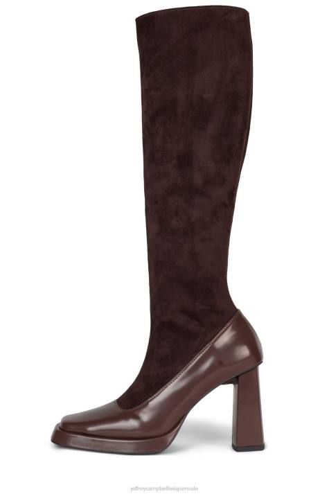 vrouwen Jeffrey Campbell stelregel-s bruine combi V2LZ745 laarzen van knie tot dij