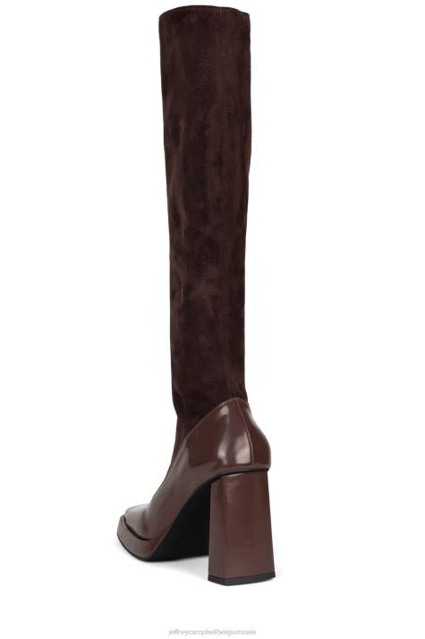 vrouwen Jeffrey Campbell stelregel-s bruine combi V2LZ745 laarzen van knie tot dij