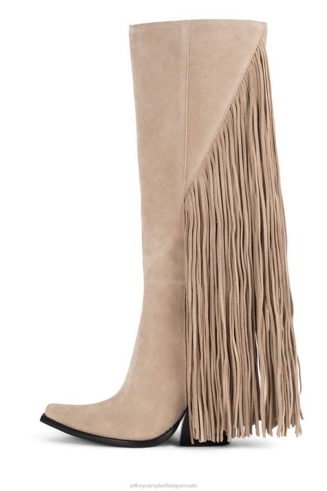 vrouwen Jeffrey Campbell vee beige suède V2LZ824 laarzen van knie tot dij