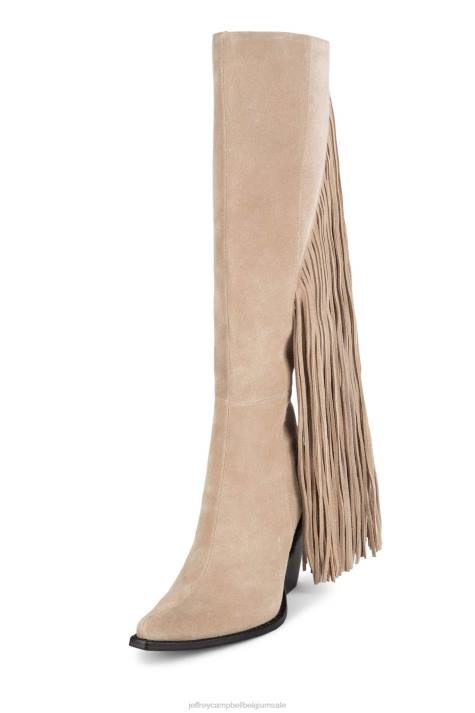 vrouwen Jeffrey Campbell vee beige suède V2LZ824 laarzen van knie tot dij
