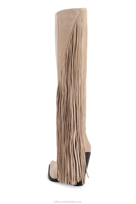 vrouwen Jeffrey Campbell vee beige suède V2LZ824 laarzen van knie tot dij