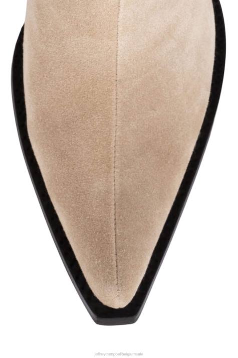 vrouwen Jeffrey Campbell vee beige suède V2LZ824 laarzen van knie tot dij