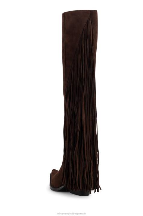 vrouwen Jeffrey Campbell vee bruin suède V2LZ825 laarzen van knie tot dij