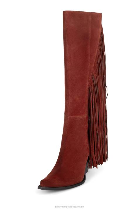 vrouwen Jeffrey Campbell vee rood suède V2LZ823 laarzen van knie tot dij