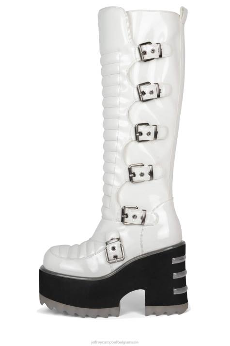 vrouwen Jeffrey Campbell zenon-kh wit patent V2LZ675 laarzen van knie tot dij