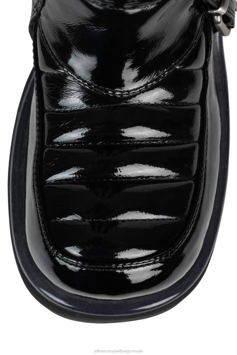 vrouwen Jeffrey Campbell zenon-kh zwart gekreukt lakzilver V2LZ676 laarzen van knie tot dij