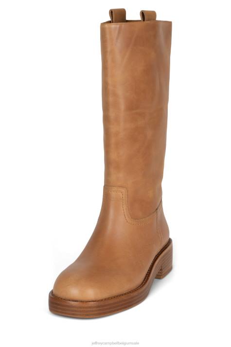 vrouwen Jeffrey Campbell zij-ruiter bruine natuurlijke stapel V2LZ747 laarzen van knie tot dij