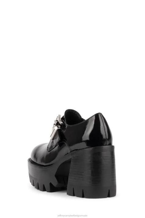 vrouwen Jeffrey Campbell mislukking zwart gekreukt patent V2LZ901 platform boot