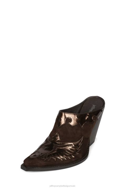 vrouwen Jeffrey Campbell arendton bruin metallic bruin suède V2LZ911 westerse laarzen