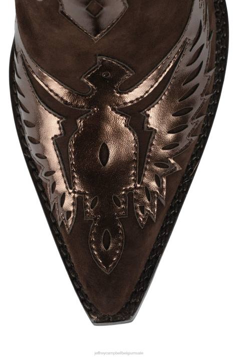 vrouwen Jeffrey Campbell arendton bruin metallic bruin suède V2LZ911 westerse laarzen