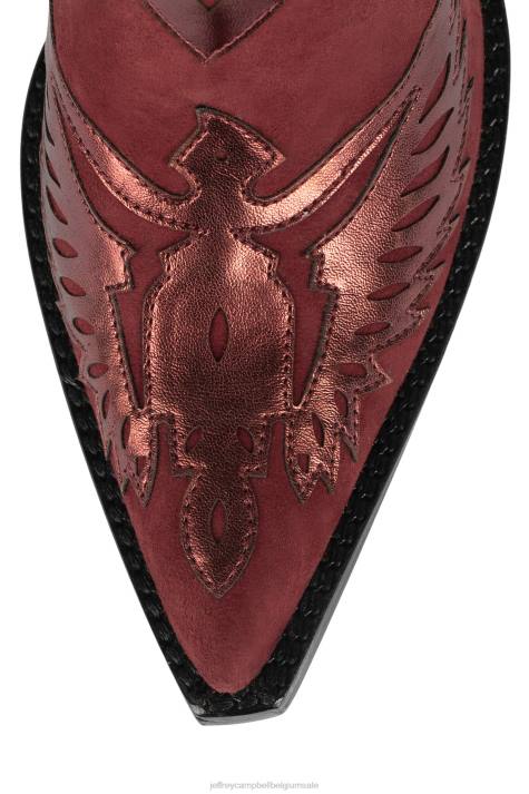 vrouwen Jeffrey Campbell arendton rood metallic rood suède V2LZ910 westerse laarzen