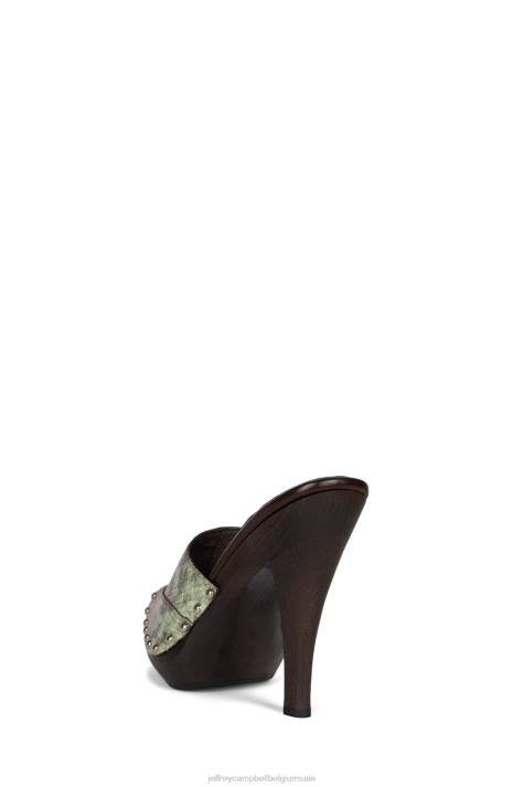 vrouwen Jeffrey Campbell jayde groene slang V2LZ909 westerse laarzen