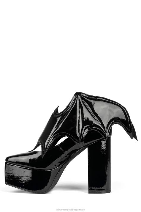 vrouwen Jeffrey Campbell batty-b zwart patent V2LZ1274 platform pomp
